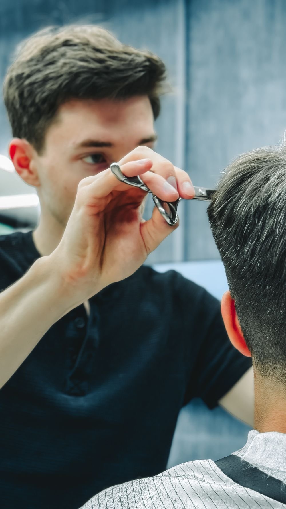 Men's cut in progress