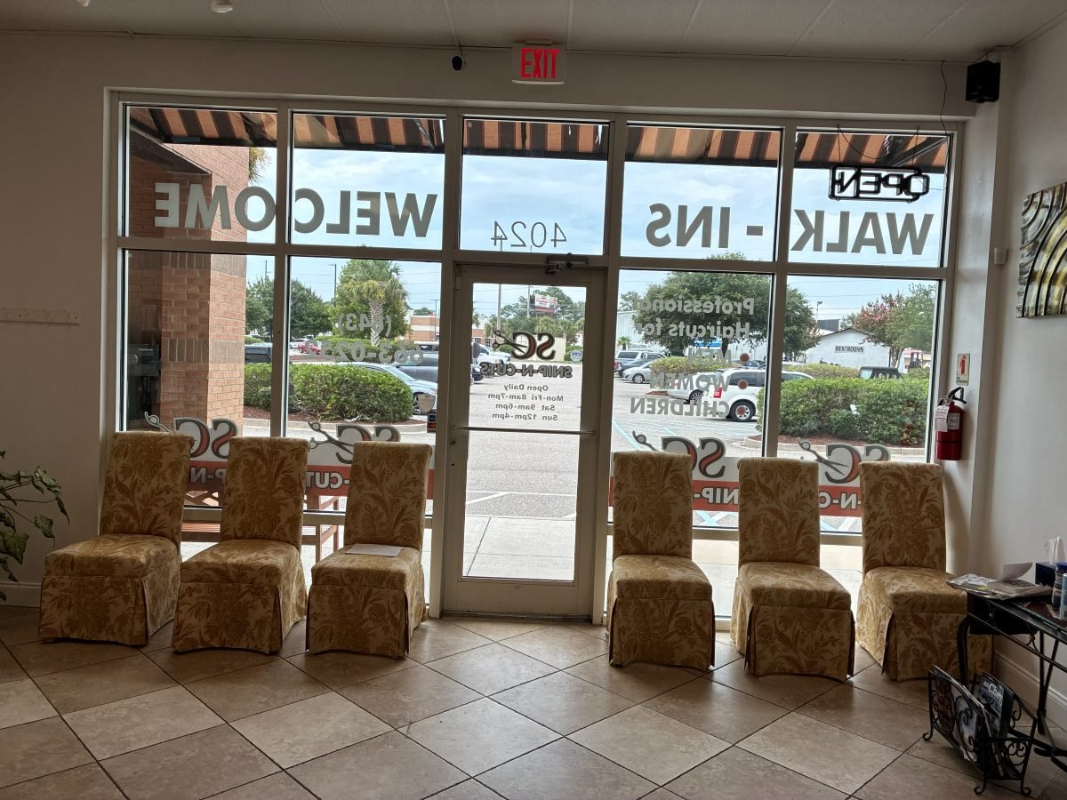 The waiting area by the front windows